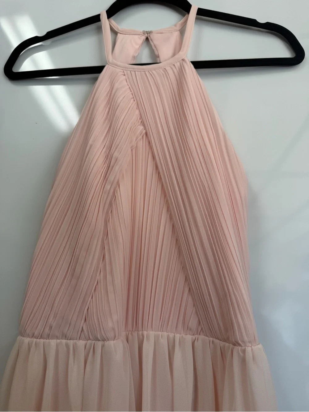 Bill Levkoff Blush Halter A-Line Maxi with Open Back